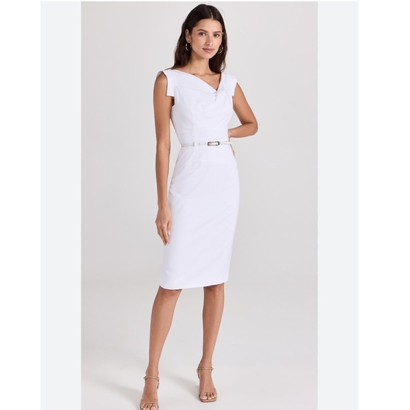 Black Halo Signature Jackie O Sheath Dress in Gray and White Size 8 - Picture 9 of 9